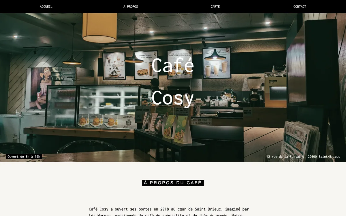 Aperçu du template Café Cosy