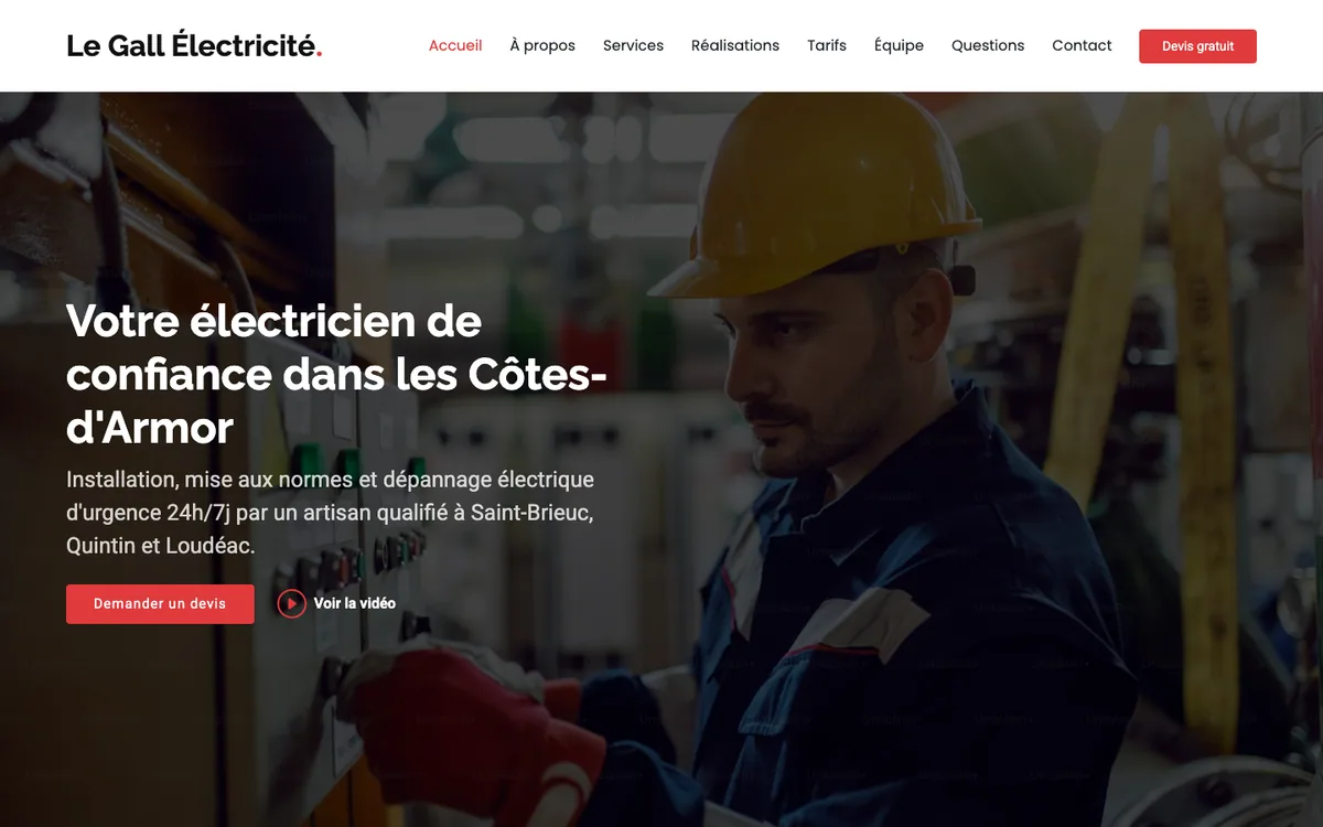 Aperçu du template Électricien Pro