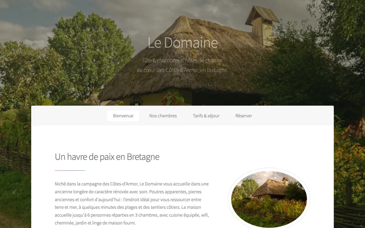 Aperçu du template Gîte