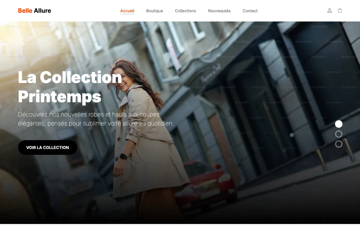 Aperçu du template Boutique Prêt-à-Porter