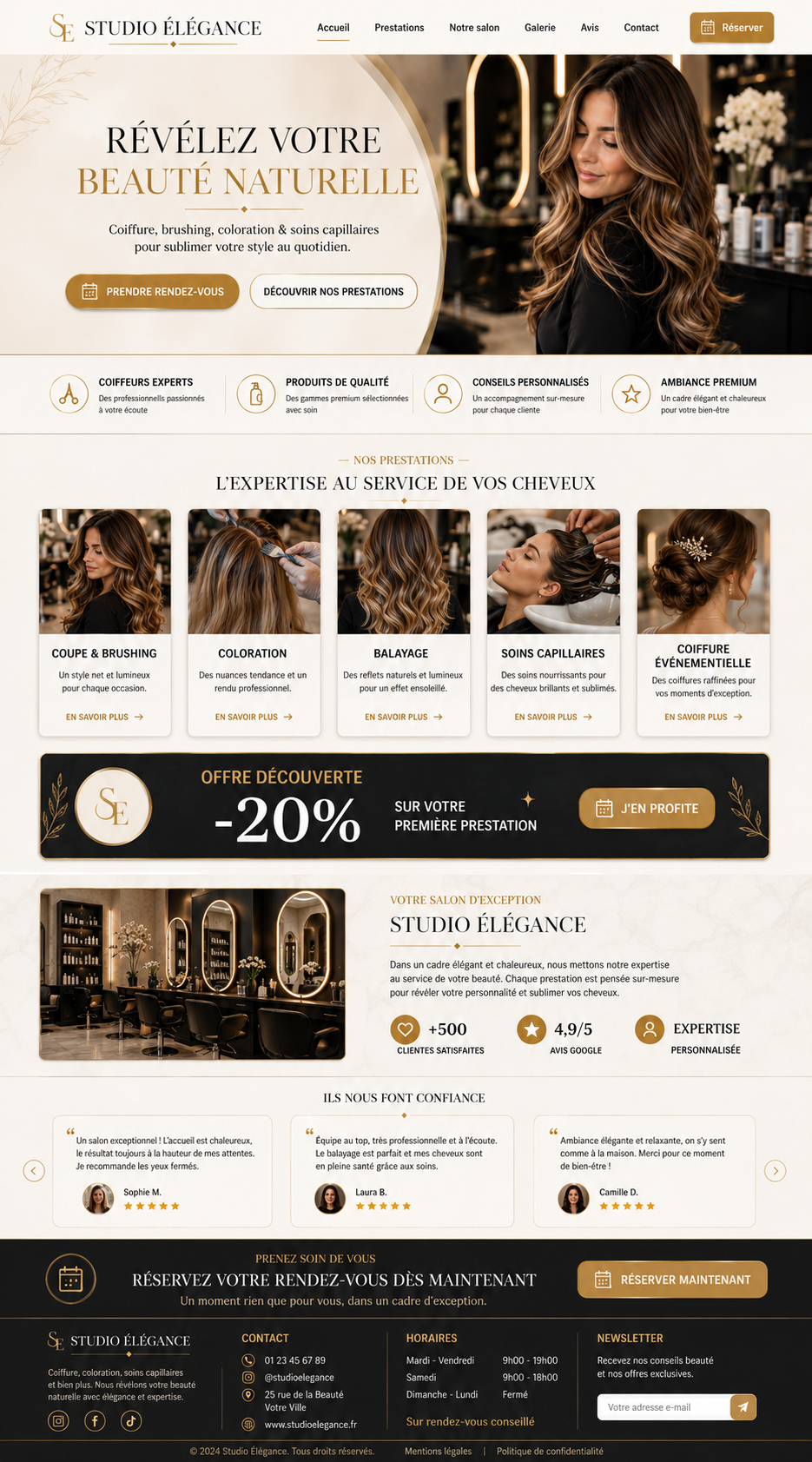 Site salon de coiffure